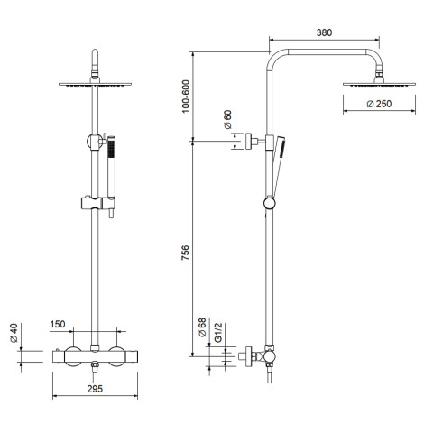 Душовий гарнітур Blue Water BOSTON BOS-ZKPN.400 TERMO Чорний матовий