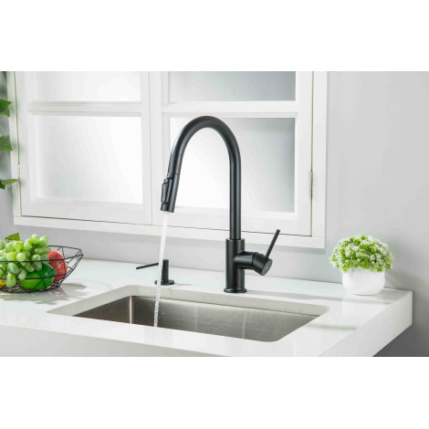 Смеситель кухонный Blue Water DIANA PLUS Черный матовый (под окно)