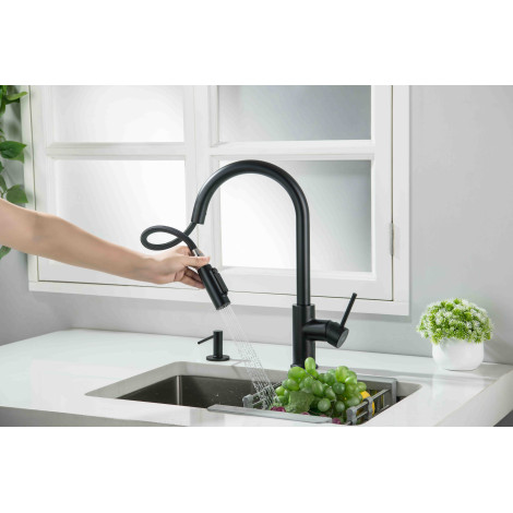 Смеситель кухонный Blue Water DIANA PLUS Черный матовый (под окно)