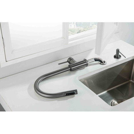 Смеситель кухонный Blue Water DIANA PLUS Графит (Gun metal) под окно