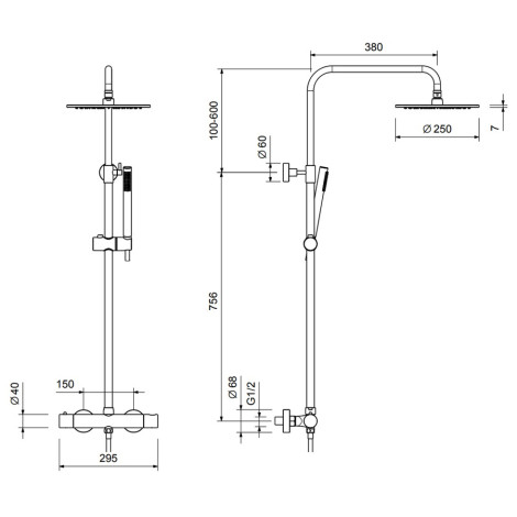 Душовий гарнітур Blue Water BOSTON BOS-ZKPN.400 TERMO Золото