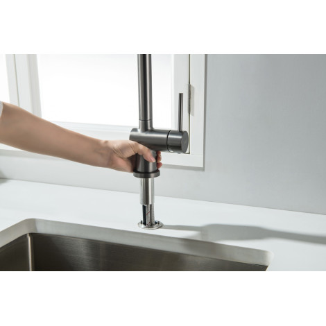 Смеситель кухонный Blue Water MAGOT PLUS Графит (Gun metal) под окно