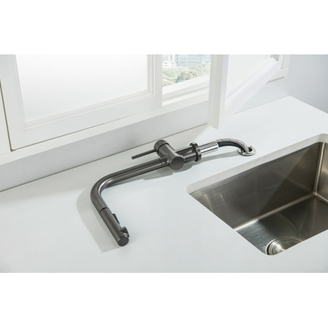 Смеситель кухонный Blue Water MAGOT PLUS Графит (Gun metal) под окно