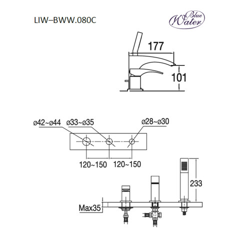Змішувач для ванни Blue Water LIWIA LIW-BWW.080C Хром