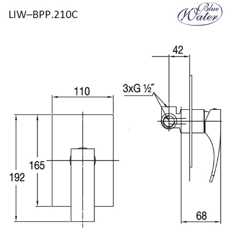 Змішувач для душу Blue Water LIWIA LIW-BPP.210C Хром